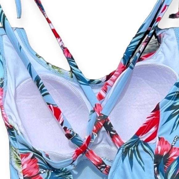 🌻Kona Sol Blue Floral One-Piece Swimsuit New Condition Size Small - Picture 4 of 7